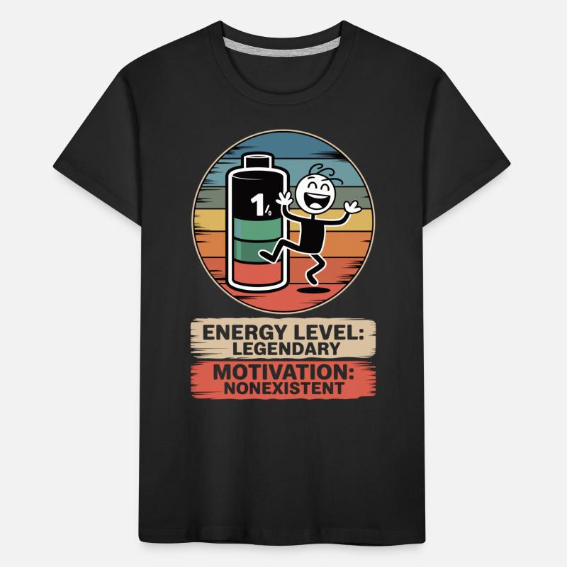 1% battery, 100% sarcasm Kids' Premium Organic T-Shirt