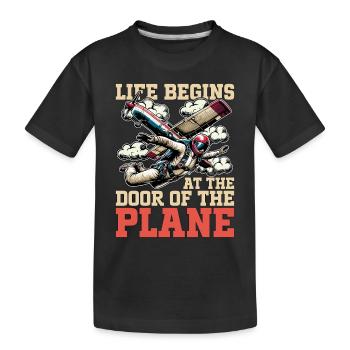 Skydiving Life Begins At The Door Paragliding - Kids' Premium Organic T-Shirt - black - Front