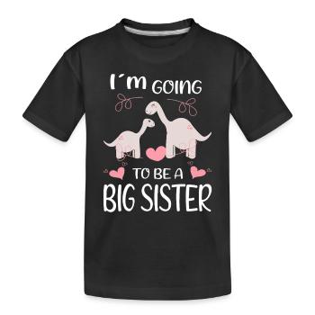 Je vais être une grande sœur Dinosaures promus - T-shirt bio Premium Enfant - noir - Devant