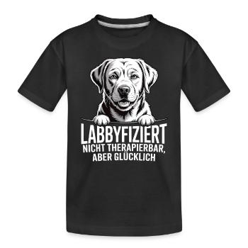 Labbyfiziert – Einmal Labrador, fürimmer glücklich - Kinder Premium Bio T-Shirt - Schwarz - Vorne