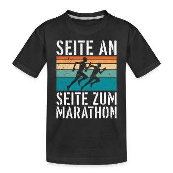 Läufer SEITE AN SEITE ZUM MARATHON Lustiges - Kinder Premium Bio T-Shirt - Schwarz - Vorne