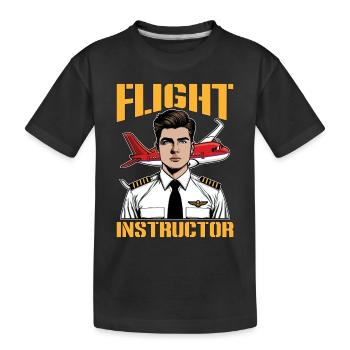 Instructeur de vol Professeur d’aviation École de pilotage - T-shirt bio Premium Enfant - noir - Devant