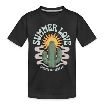 Kaktus Sonne Retro Style - Kinder Premium Bio T-Shirt - Schwarz - Vorne