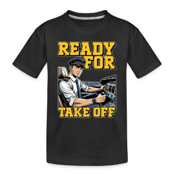 L’instructeur de vol est prêt pour le décollage École de pilotage - T-shirt bio Premium Enfant - noir - Devant