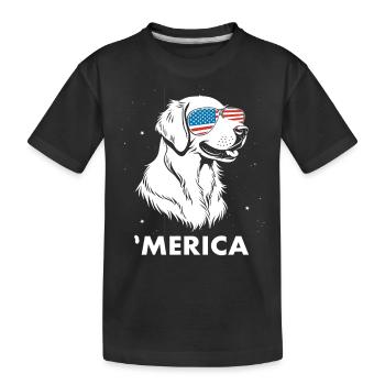 Golden Retriever mit Sonnenbrille 4. Juli Merica - Kinder Premium Bio T-Shirt - Schwarz - Vorne