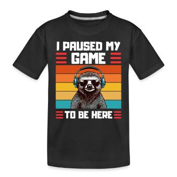 Lustiger Gaming Faultier Zocker Spruch - Kinder Premium Bio T-Shirt - Schwarz - Vorne