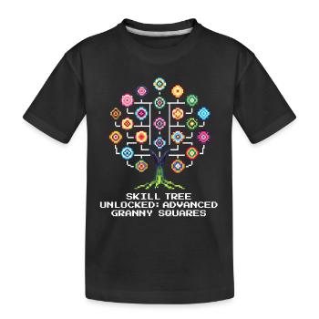 Skill Tree: Granny Squares | Häkeln - Kinder Premium Bio T-Shirt - Schwarz - Vorne
