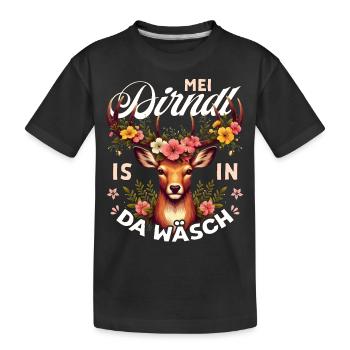 Trachten T-Shirt Dirndl Damen Trachtenshirt Tracht - Kinder Premium Bio T-Shirt - Schwarz - Vorne