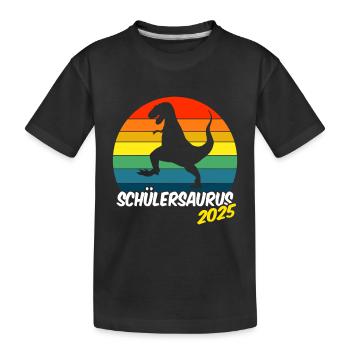 Einschulung 2025 Schuelersaurus T-Rex Dino - Kinder Premium Bio T-Shirt - Schwarz - Vorne