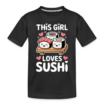 Sushi Japan Girl Lustiges Kawaii Sushi Geschenk - Kinder Premium Bio T-Shirt - Schwarz - Vorne