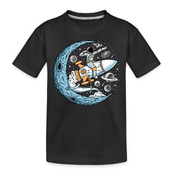 Astronaut Riding a Rocket in Space - Kinder Premium Bio T-Shirt - Schwarz - Vorne
