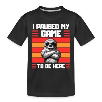 Zocker Faultier Spruch Gaming Humor - Kinder Premium Bio T-Shirt - Schwarz - Vorne