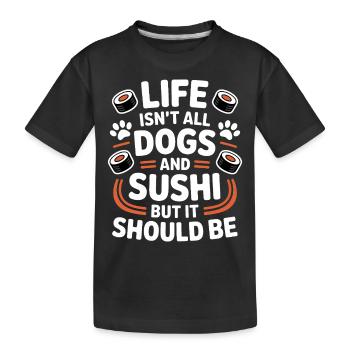 Sushi Hunde Japan Lustiges Kawaii Sushi Geschenk - Kinder Premium Bio T-Shirt - Schwarz - Vorne