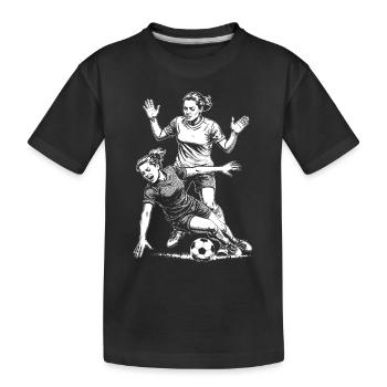 Physical effort! Women's soccer shirt with ball. - Kids' Premium Organic T-Shirt - black - Front
