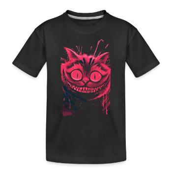 Grinsekatze Neon – düstere verrückte Katzenkunst - Kinder Premium Bio T-Shirt - Schwarz - Vorne