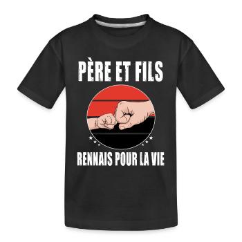 père et fils papa rennes rennais fête des pères - T-shirt bio Premium Enfant - noir - Devant