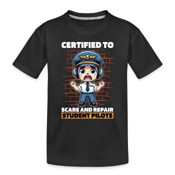 Instructeur de vol certifié pour faire peur à l’école de pilotage - T-shirt bio Premium Enfant - noir - Devant