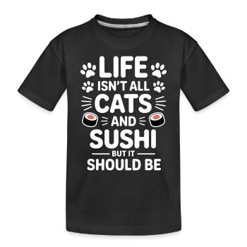 Sushi Cats Japan Funny Kawaii Sushi Gift - Kids' Premium Organic T-Shirt - black - Front