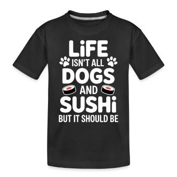 Sushi Hunde Japan Lustiges Kawaii Sushi Geschenk - Kinder Premium Bio T-Shirt - Schwarz - Vorne