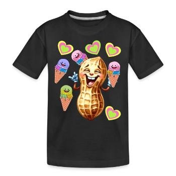 Mädchen Jungen Kinder Kind Teenie Erdnuss Eis 80er - Kinder Premium Bio T-Shirt - Schwarz - Vorne