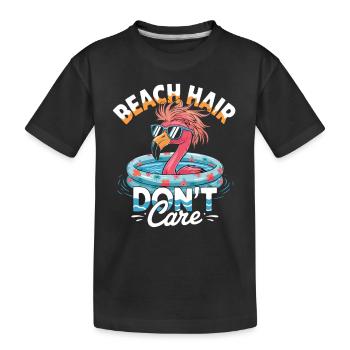 Cheveux de plage Don’t Care Flamingo Summer - T-shirt bio Premium Enfant - noir - Devant