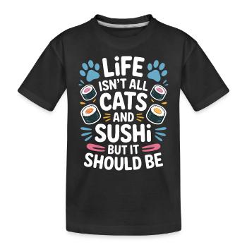 Sushi Cats Japan Funny Kawaii Sushi Gift - Kids' Premium Organic T-Shirt - black - Front