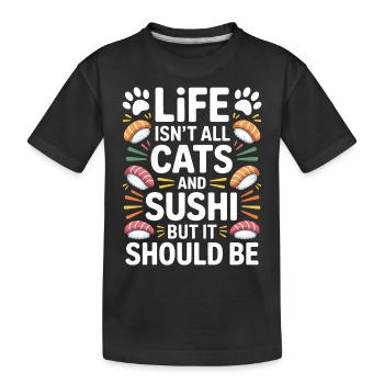 Sushi Cats Japan Funny Kawaii Sushi Gift - Kids' Premium Organic T-Shirt - black - Front