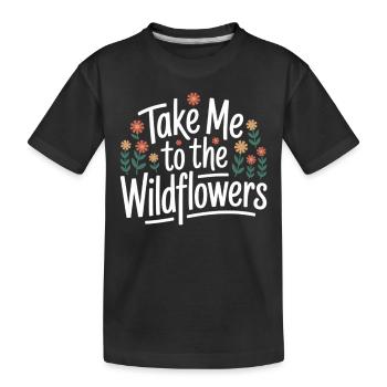 Wildblumen, Naturliebe & Blumenfreude Shirt - Kinder Premium Bio T-Shirt - Schwarz - Vorne