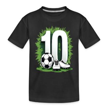 Fußball Geburtstag 10 Jahre Jungen Geschenk - Kinder Premium Bio T-Shirt - Schwarz - Vorne