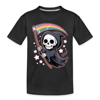 Niedlicher Sensenmann mit Regenbogen - Kinder Premium Bio T-Shirt - Schwarz - Vorne