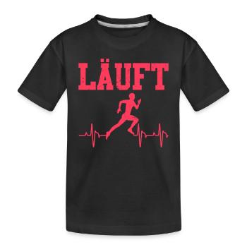 Läufer LÄUFT Laufen Lustiges Marathon - Kinder Premium Bio T-Shirt - Schwarz - Vorne