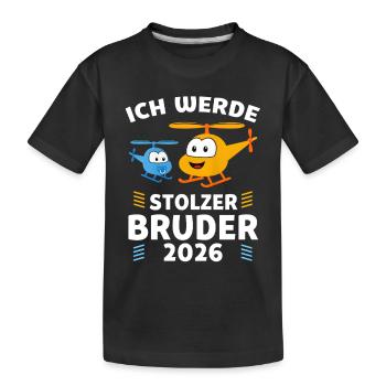 Ich werde stolzer Bruder 2026 Heli - Kinder Premium Bio T-Shirt - Schwarz - Vorne