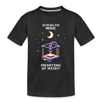 Stealth Mode: Night Printing | 3D Printing Print Bed - Kids' Premium Organic T-Shirt - black - Front