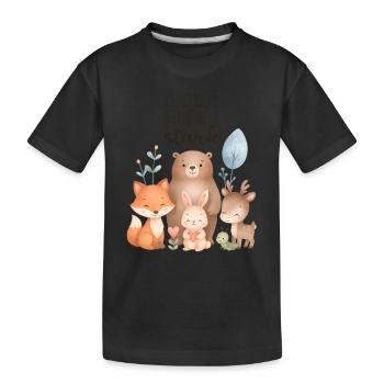 Gemeinsam sind wir stark Waldtiere Design - Kinder Premium Bio T-Shirt - Schwarz - Vorne