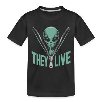 Extraterrestre dans une fermeture éclair – ils sont vivants - T-shirt bio Premium Enfant - noir - Devant