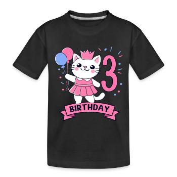 3rd Birthday Girl Princess Cat 3 - Kinder Premium Bio T-Shirt - Schwarz - Vorne