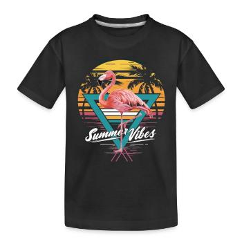 Summer Vibes Flamingo Shirt - Kids' Premium Organic T-Shirt - black - Front
