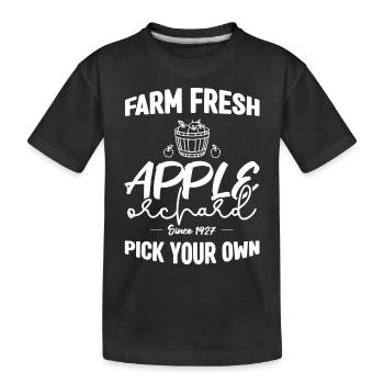 Verger de pommiers frais de la ferme depuis 1927 - T-shirt bio Premium Enfant - noir - Devant
