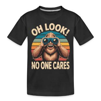 Sarkastischer Bigfoot Spruch - "Niemanden juckt’s" - Kinder Premium Bio T-Shirt - Schwarz - Vorne