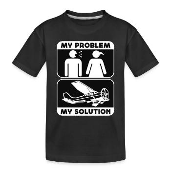 Aerobatic Pilot My Problem My Pictogram Mom Dad - Kids' Premium Organic T-Shirt - black - Front