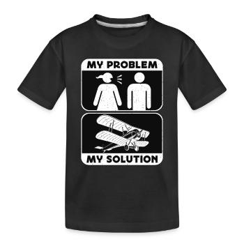 Aerobatic Pilot My Problem My Pictogram Dad Mom - Kinder Premium Bio T-Shirt - Schwarz - Vorne