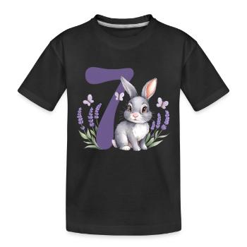 7. Geburtstag 7 Jahre Hase Häschen Lavendel Lila - Kinder Premium Bio T-Shirt - Schwarz - Vorne