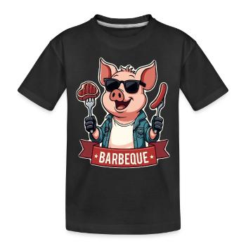 Cooles Lustiges Grill Schwein BBQ - Kinder Premium Bio T-Shirt - Schwarz - Vorne