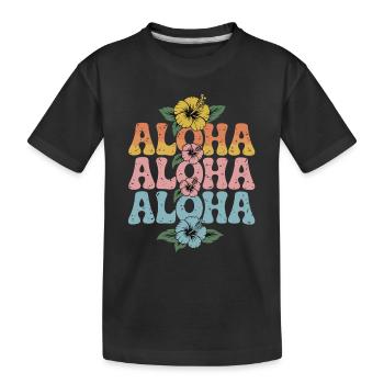 Aloha Tropische Blumen Retro Design - Kinder Premium Bio T-Shirt - Schwarz - Vorne