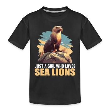 Sea Lions Sea Lion - Kids' Premium Organic T-Shirt - black - Front