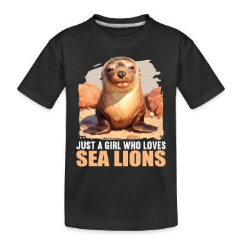 Sea Lions Sea Lion - Kids' Premium Organic T-Shirt - black - Front