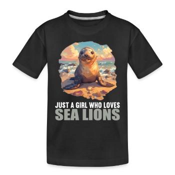 Sea Lions Sea Lion - Kids' Premium Organic T-Shirt - black - Front