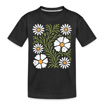 Boho Gänseblümchen - Kinder Premium Bio T-Shirt - Schwarz - Vorne