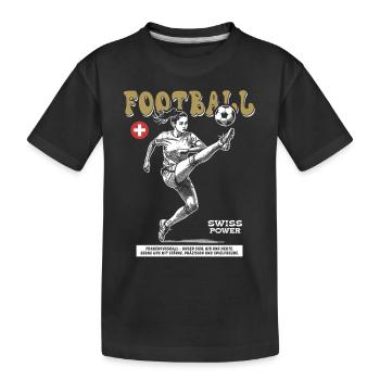 Schweiz Fußballerin Shirt: Torjubel mit Übersicht - Kinder Premium Bio T-Shirt - Schwarz - Vorne