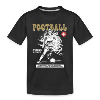 Frauenfußball Shirt Schweiz: Mut im Zweikampf - Kinder Premium Bio T-Shirt - Schwarz - Vorne